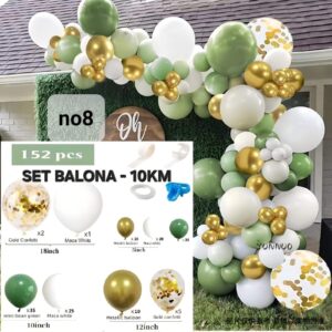 Premium Luk Balona – Žalfija Zelena, Bijela i Zlato No 8 – 152 kom