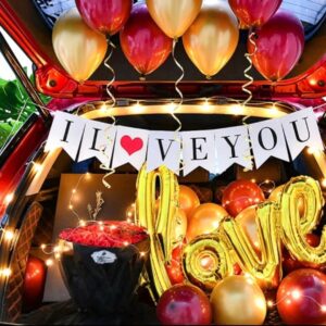 Romantični Set za Iznenađenje „Love Story“ – Baloni + LED Lampice + Natpisi