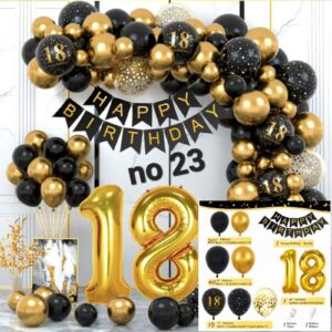 Rođendanski Set Balona "No 23" – Crno-Zlatna Dekoracija za 18. Rođendan