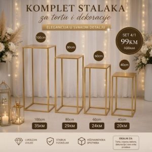 Luksuzni Metalni Stalci za Tortu i Kolače (Set od 4 Komada) zlatna boja
