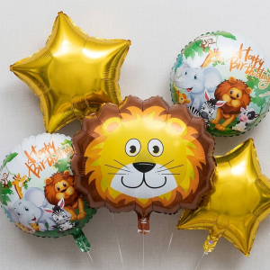 Dječiji Balonski Set Safari Životinje (5 Komada) – Lav "Happy Birthday"