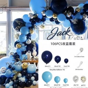 Komplet Balona za Girlandu – Navy & Light Blue Confetti Kit (106 komada)