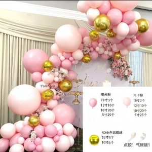 ​Komplet Balona za Girlandu – Soft Pink & Gold 4D Spheres (130 komada)