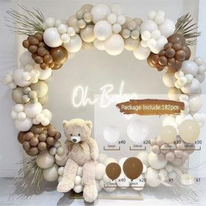 Komplet Balona za luk – Nude & Brown Teddy Bear Theme (182 komada)