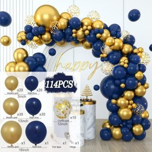Komplet Balona za Girlandu – Night Blue & Metallic Gold (114 komada) (plavo zlatna kombinacija)
