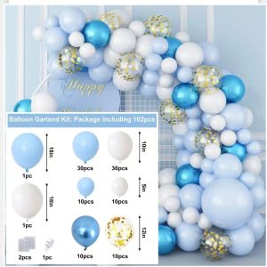 ​Komplet Balona za Girlandu – Royal Blue & Gold Confetti (102 komada) (svijetlo plava kombinacija )