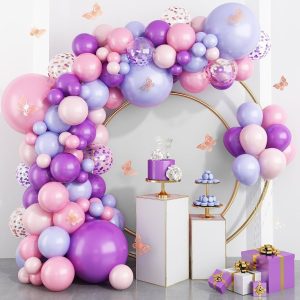 Komplet Balona za Girlandu – Purple & Pastel Pink Butterfly Theme (144 komada)