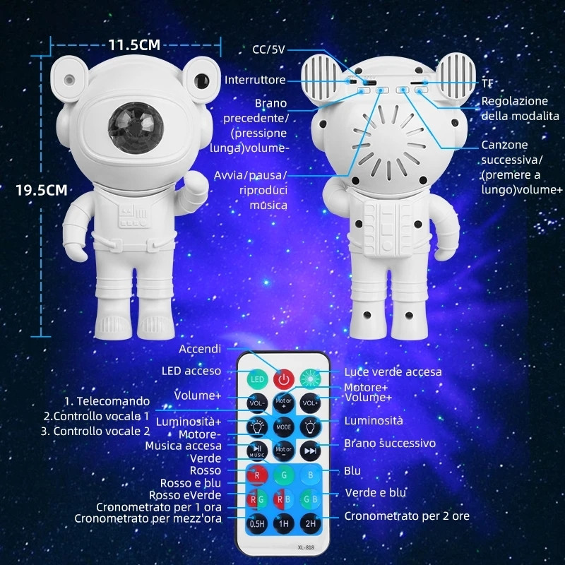 Astronaut projektor zvijezda sa bluetooth zvucnikom zvjezdano neb - Image 5